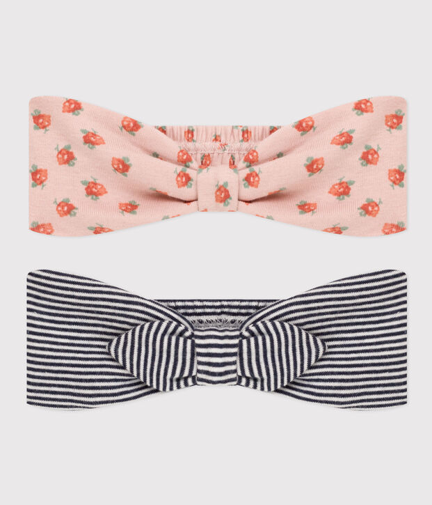 Lot de 2 bandeaux en coton b&eacute;b&eacute; multicouleur