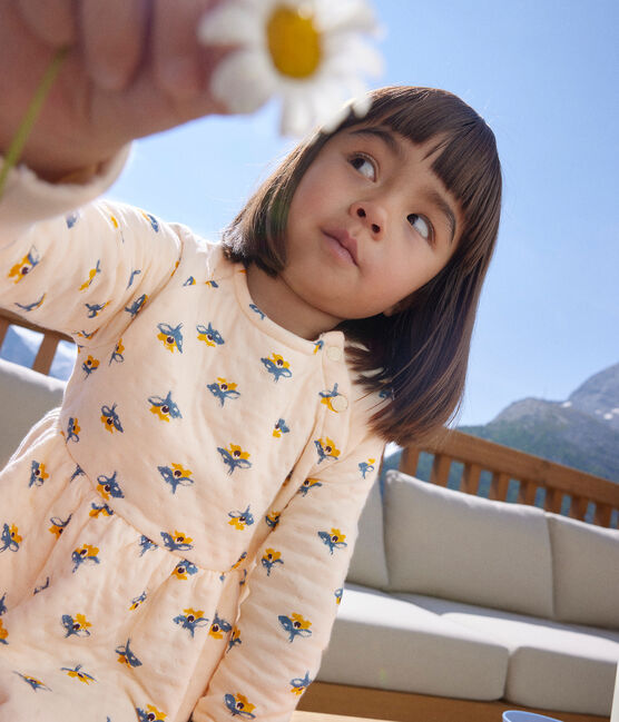Robe manches longues en tubique imprimé enfant fille blanc AVALANCHE/ MULTICO