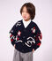 Cardigan enfant en laine et coton &agrave; motifs rouge/multicouleur