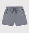 Short rayé en jersey flammé enfant fille bleu MEDIEVAL/blanc MARSHMALLOW