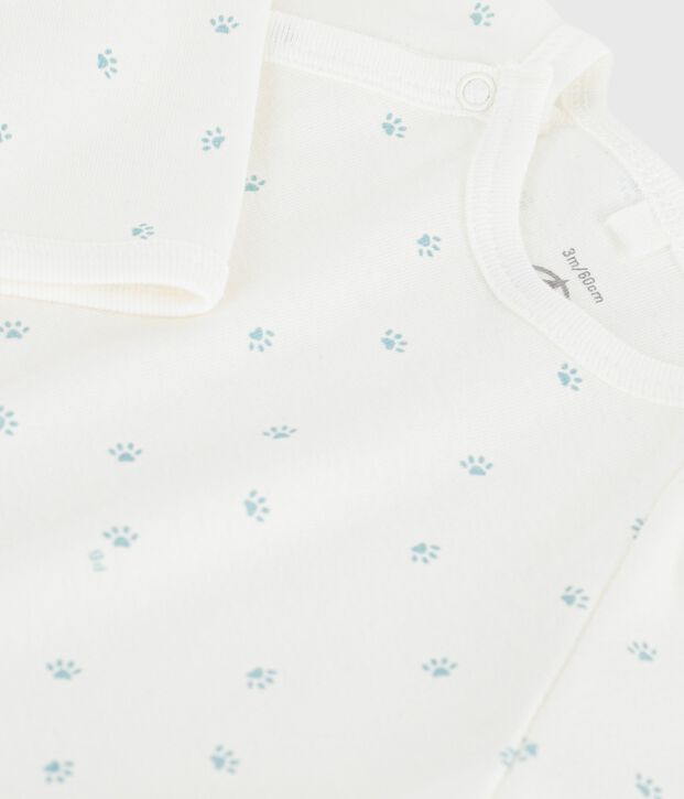 Pyjama b&eacute;b&eacute; en coton imprim&eacute; blanc/bleu