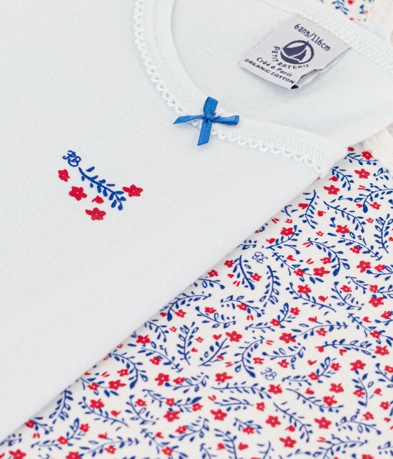 Lot de 2 tee shirts manches courtes fleurs en coton petite fille variante 1