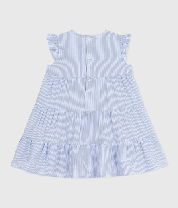 Robe sans manche en popeline ray&eacute;e b&eacute;b&eacute; bleu/multicouleur