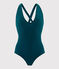 Maillot de bain 1 pièce femme croisé dos vert PINEDE