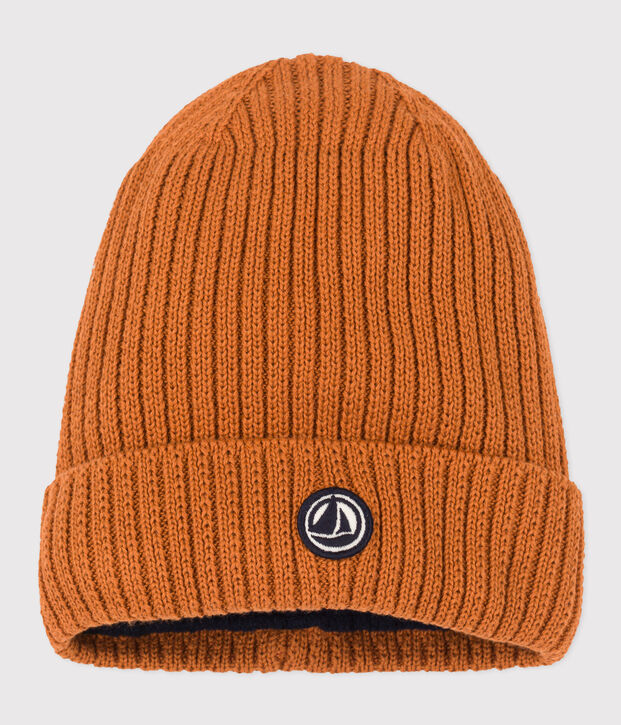 Bonnet en tricot doubl&eacute; en polaire enfant gar&ccedil;on-fille marron