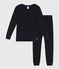 Pyjama uni en coton et lyocell enfant bleu SMOKING