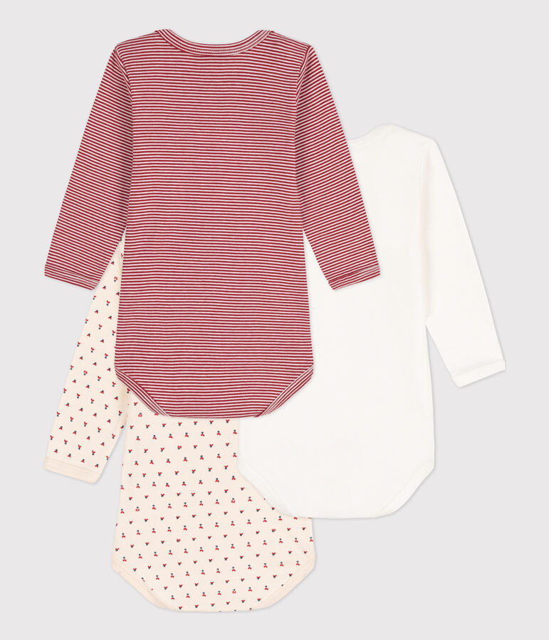 Lot de 3 bodies manches longues b&eacute;b&eacute; en coton multicouleur