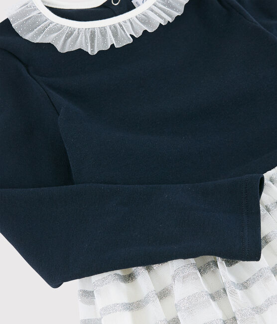 Robe manches longues enfant fille bleu SMOKING/blanc MULTICO