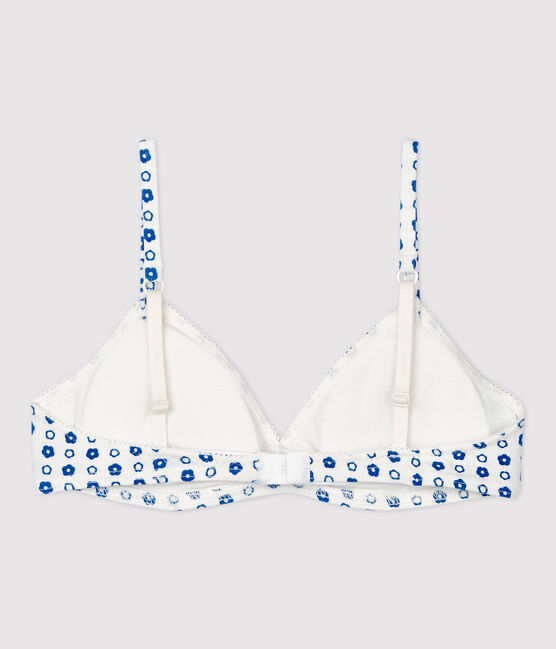 Soutien-gorge paddé imprimé fleur graphique fille en coton biologique et élasthanne blanc MARSHMALLOW/ MALLARD
