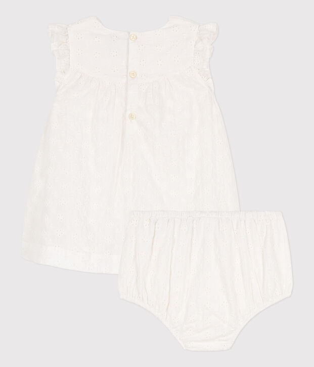 Robe b&eacute;b&eacute; avec bloomer en broderie anglaise blanc