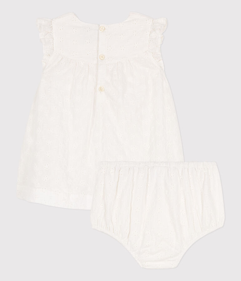 Robe b&eacute;b&eacute; avec bloomer en broderie anglaise blanc MARSHMALLOW