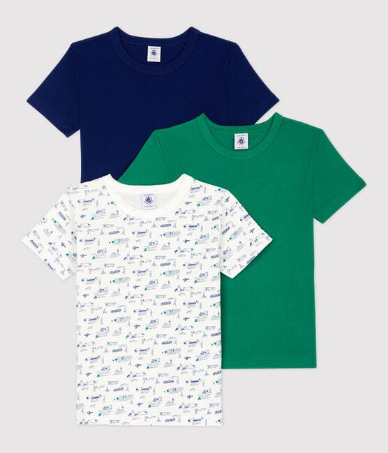 Lot de 3 tee shirts manches courtes imprimé transports petit garçon en coton variante 1