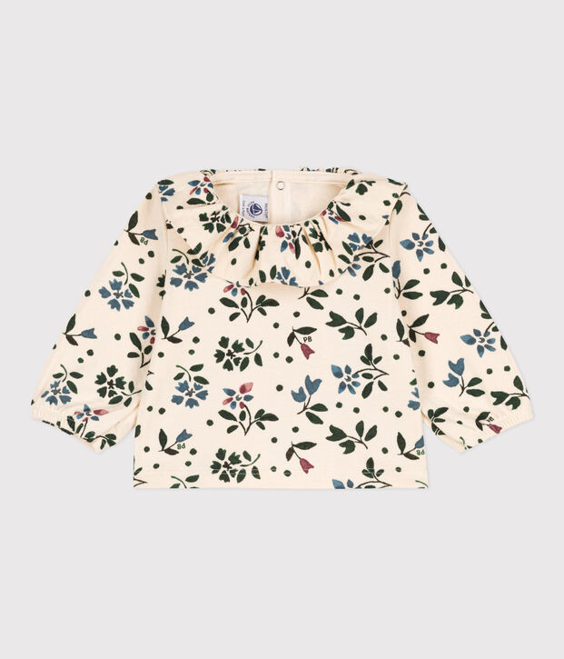 Blouse manches longues b&eacute;b&eacute; imprim&eacute;e en gaze de coton &eacute;cru/multicouleur