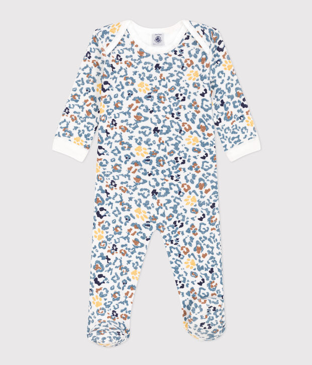 Pyjama b&eacute;b&eacute; en bouclette &eacute;ponge blanc/multicouleur