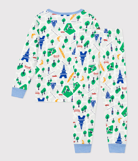 Pyjama imprimé motif Paris en coton enfant blanc MARSHMALLOW/blanc MULTICO