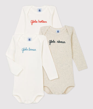 Lot de 3 bodies bébé en coton biologique.