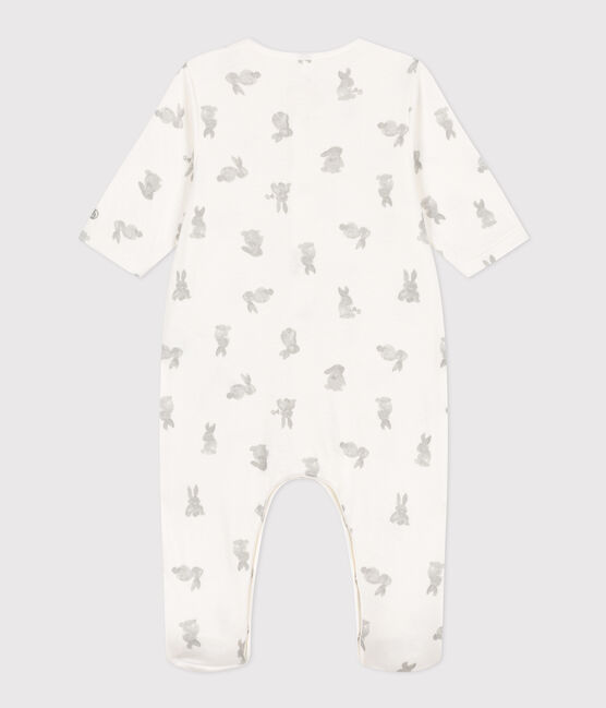 Pyjama bébé lapins en tubique blanc MARSHMALLOW/gris GRIS