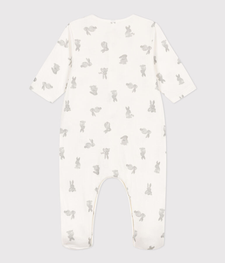 Pyjama b&eacute;b&eacute; lapins en tubique blanc/gris