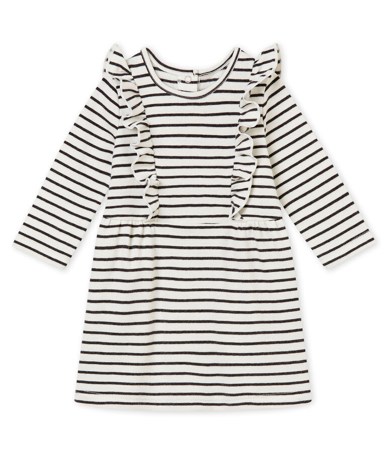 Robe rayure marini&egrave;re b&eacute;b&eacute; fille blanc/gris