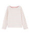 Marinière enfant fille blanc MARSHMALLOW/rose JOLI BRILLANT
