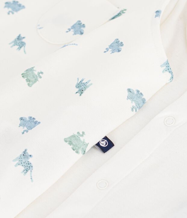 Ensemble salopette/body b&eacute;b&eacute; en coton imprim&eacute; animaux blanc/multicouleur