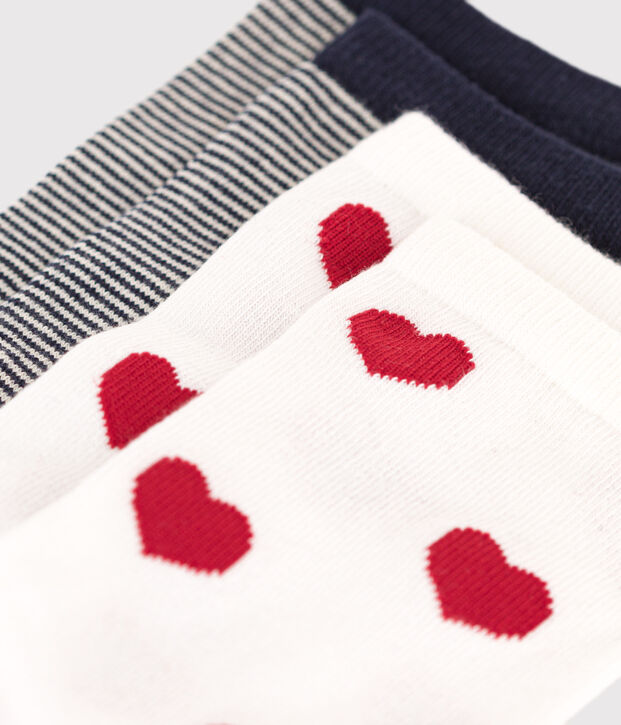 2 paires de chaussettes en coton imprim&eacute;es femme multicouleur