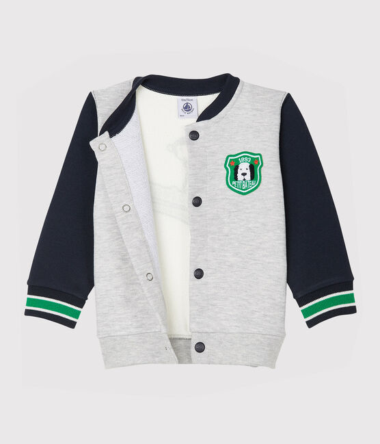 Cardigan bébé garçon en molleton gris BELUGA/blanc MULTICO