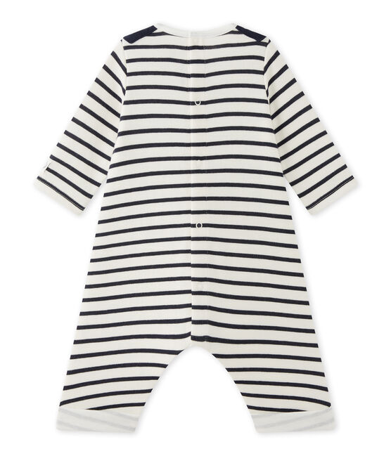 Combinaison bébé garçon à rayures beige COQUILLE/bleu SMOKING