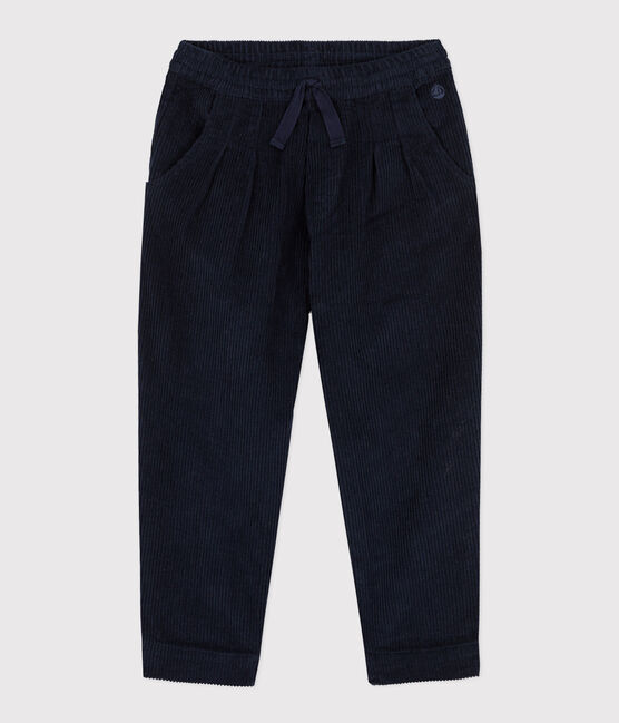 Pantalon en velours côtelé enfant garçon bleu SMOKING
