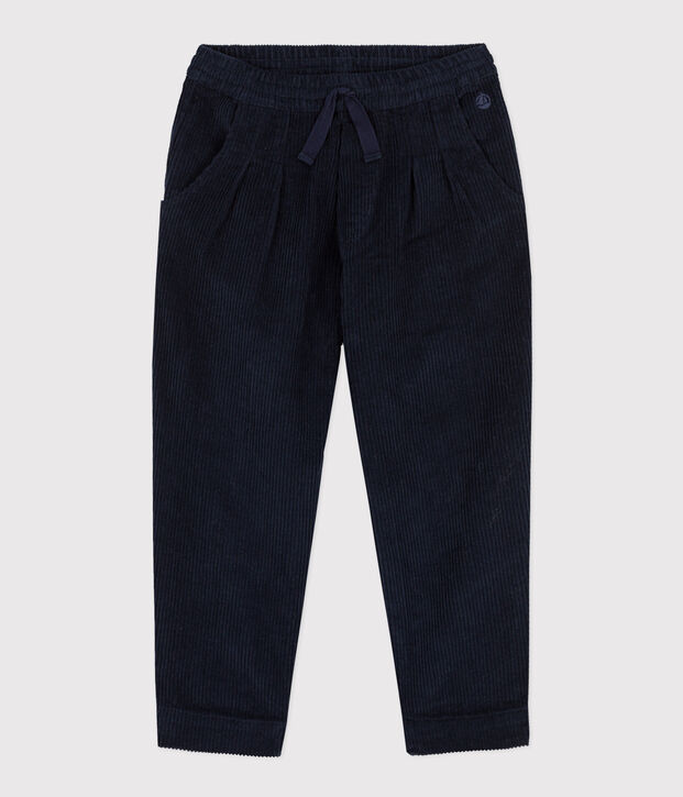 Pantalon en velours c&ocirc;tel&eacute; enfant gar&ccedil;on bleu marine