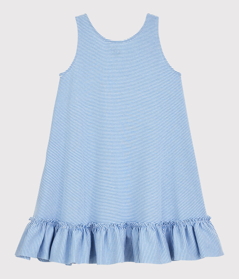 Robe Soledad Bravi en coton bio enfant fille bleu ALASKA/blanc ECUME