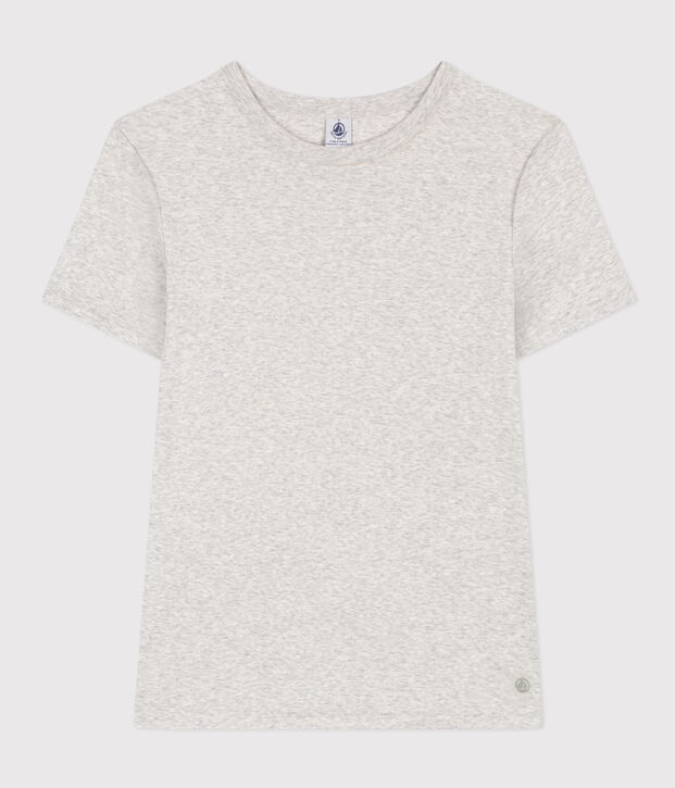 Tee-shirt L'ICONIQUE col rond en coton Femme gris chin&eacute; clair