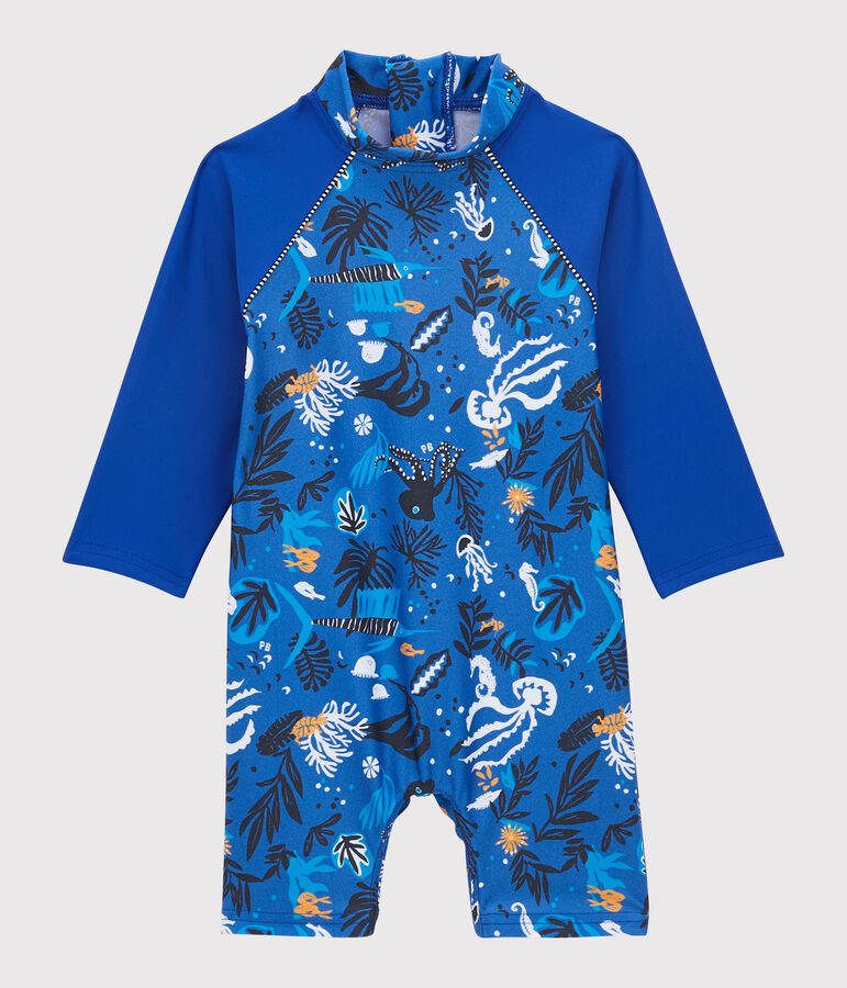 Combinaison anti-UV &eacute;coresponsable b&eacute;b&eacute; gar&ccedil;on bleu/multicouleur