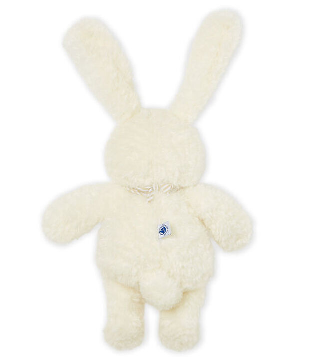 Doudou lapin musical b&eacute;b&eacute; en sherpa blanc