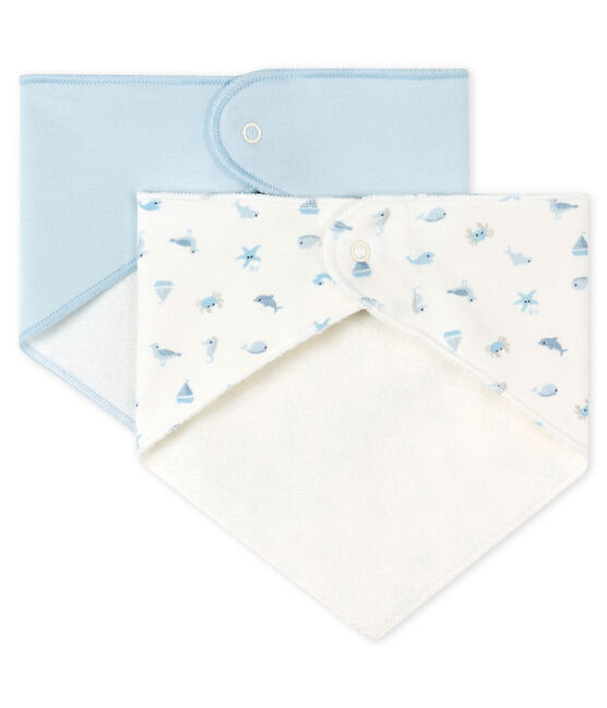 Duo de bandanas-bavoirs bébé fille - bébé garçon en côte variante 1