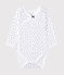 Body naissance fille manches longues imprimé blanc ECUME/bleu MEDIEVAL