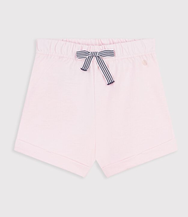 Short b&eacute;b&eacute; en coton uni rose clair