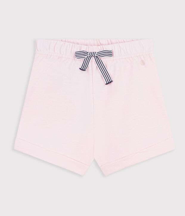 Short b&eacute;b&eacute; en coton uni rose clair