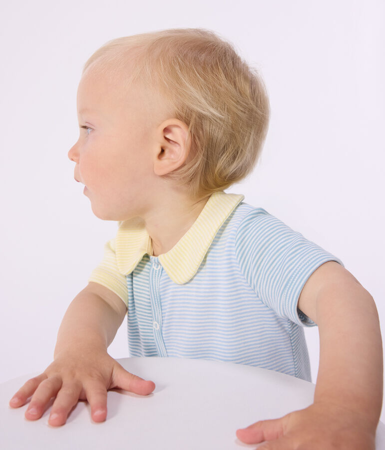 Combinaison courte b&eacute;b&eacute; en coton &agrave; col MIMI/ MARSHMALLOW