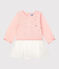 Robe en molleton bébé. rose MINOIS/blanc MARSHMALLOW