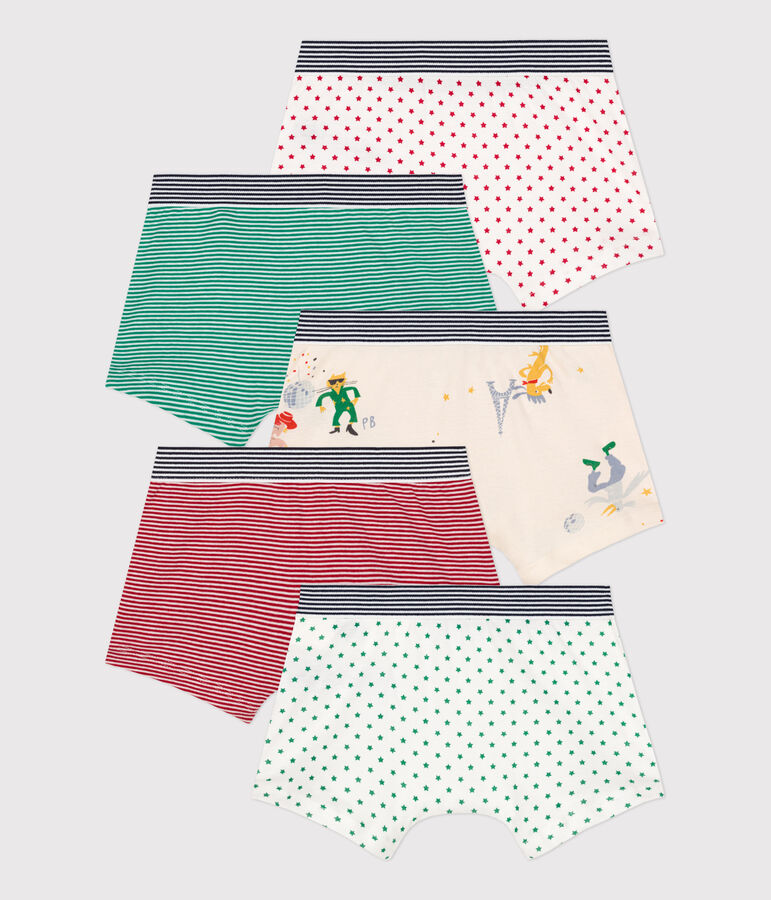 Lot de 5 boxers petit gar&ccedil;on en coton dont un phosphorescent variante 1