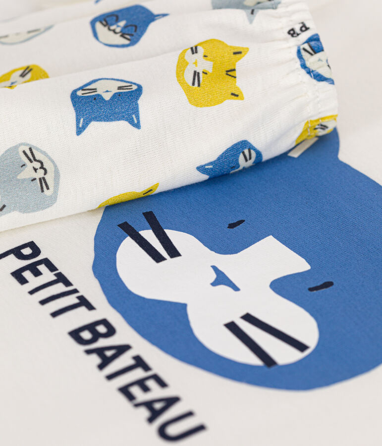 Pyjama short en coton enfant blanc MARSHMALLOW/blanc MULTICO