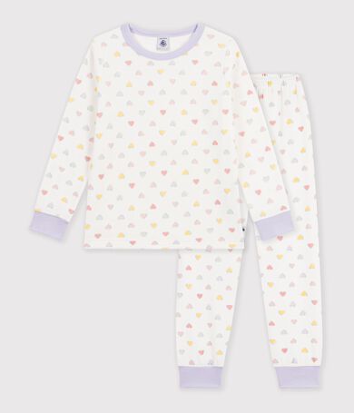 Pyjama enfant en velours &agrave; c&oelig;urs