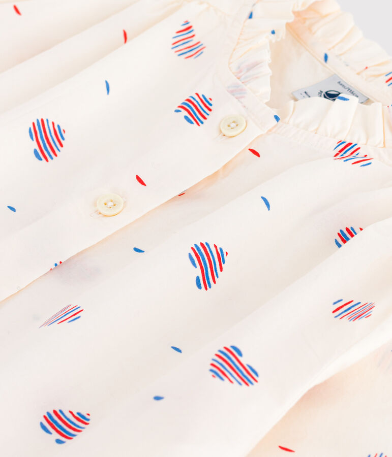 Blouse enfant en coton manches longues c&oelig;urs blanc AVALANCHE/ MULTICO