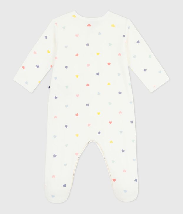 Pyjama b&eacute;b&eacute; en velours imprim&eacute; c&oelig;urs blanc/multicouleur