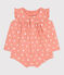 Ensemble naissance deux pièces en coton, imprimé soleils orange ABRICOT/ MARSHMALLOW