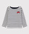 Marinière en jersey enfant fille blanc MARSHMALLOW/bleu SMOKING
