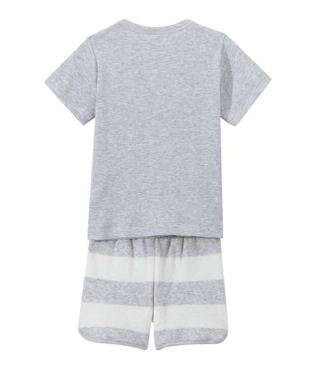 Pyjacourt gar&ccedil;on bi-mati&egrave;re gris/blanc