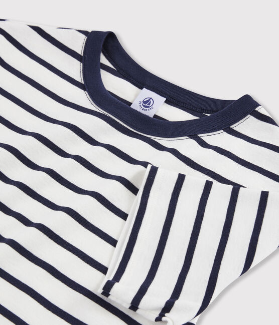 T-shirt col rond iconique en coton rayé Femme blanc MARSHMALLOW/bleu SMOKING
