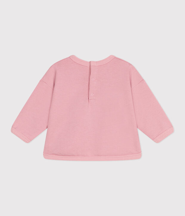 Sweat b&eacute;b&eacute; en coton uni rose
